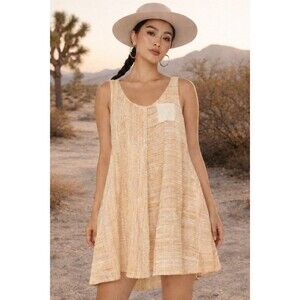 Cleo + Wolf Womens Boho Yarn Dye Tank Dress Size Medium Hippie Girl Beaded